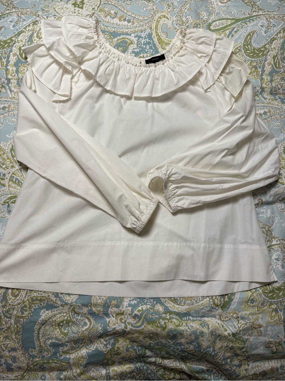 J. Crew Ruffled Off-Shoulder Long-Sleeve Women’s Top - White
